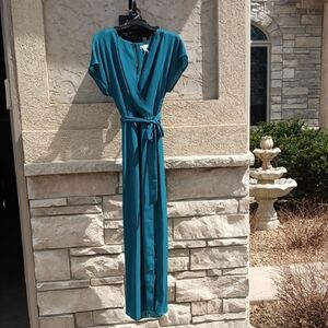 Teal Wrap Long Dress Size SMALL.